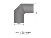 TermaTech Rauchrohrbogen kurz 2x45°,  Ø150mm (15-255)