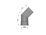 TermaTech Rauchrohr, L=250mm, Ø80mm, schwarz (19-140)