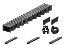ACO Hexaline 2.0 Rinnen-Komplett-Set mit Stegrost aus Stahl verzinkt