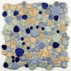 Bärwolf Mosaik Ceramic Pebble Blue Gold Mix unregelmäßig 28/30cm - KIESEL-3780