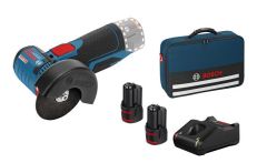 Bosch Akku-Winkelschleifer GWS 12V-76, mit 2 x 2.0 Ah Li-Ion Akku