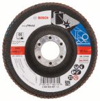 Bosch Fächerschleifscheibe X571, Best for Metal, gewinkelt, 115 mm, 22,23 mm, 60, Glas
