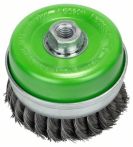 Bosch Topfbürste, Edelstahl, gezopfter Draht, 100 mm, 0,35 mm, 8500 U/ min, M14