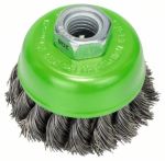 Bosch Topfbürste, Edelstahl, gezopfter Draht, 65 mm, 0,35 mm, 12500 U/min, M14