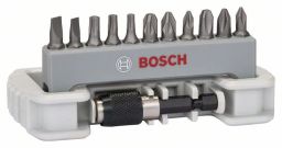 Bosch Schrauberbit-Set Extra-Hart, 11-teilig, PH, PZ, T, S, 25 mm, Bithalter