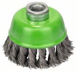 Bosch Topfbürste, Edelstahl, gezopfter Draht, 75 mm, 0,5 mm, 12500 U/ min, M 14