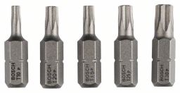 Bosch Schrauberbit-Set Extra-Hart (Torx), 5-teilig, T10, T15, T20, T25, T30, 25 mm