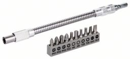 Bosch Bit Set, 11-teilig, mit flexibler Verlängerung aus Metall, 200 mm