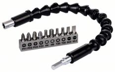 Bosch Bit Set, 11-teilig, mit flexibler Verlängerung aus Kunststoff, 300 mm