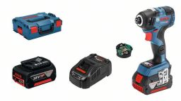 Bosch Akku-Drehschlagschrauber GDR 18V-200 C, 2 x 5,0 Ah Li-Ion Akku, GCY 30-4, L-BOXX