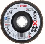 Bosch X-LOCK Fächerschleifscheibe, Metall, gewinkelte Ausf., G 80, X571, 125mm, K80