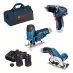 Bosch 3er-Werkzeug-Set 12V: GSR + GKS + GST + 2 x GBA 3.0Ah + GAL 12V-40