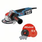 Bosch Set: GWX 19-125, Strongflex-Kabel, 5x X-LOCK Fiberschleifscheibe, Stützteller