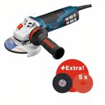 Bosch Set: GWS 19-125 CIE, Strongflex-Kabel, 5x X-LOCK Fiberschleifscheibe,Stützteller