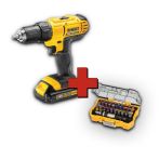 DeWalt Bohrschrauber Set (13 mm Bf.) DCD771C2 inkl. Bit Set (32-tlg.) DT7969
