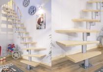 Dolle Systemtreppe Dublin Birke versiegelt - geradelaufend (11 Stufen) 65 cm breit