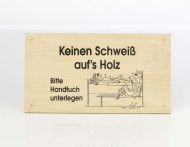 Eliga Schild Keinen Schweiß aufs Holz 34x19 cm