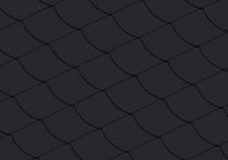 Eternit Quadrate glatt mit Bogenschnitt links, blauschwarz 20 x 20 cm
