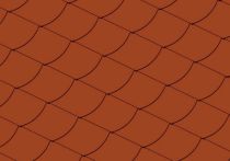 Eternit Quadrate glatt mit Bogenschnitt rechts, klassikrot 20 x 20 cm