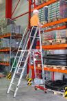 Euroline Aluminium-Podestleiter fahrbar, klappbar Nr. 32778 | 4 Sprossen | Länge: 2,57m