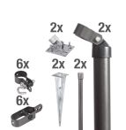 Alberts Zauneck-Set für Maschendrahtzäune anthrazit-metallic mit Einschlag-Bodenhülse für Zaunhöhe: 1000mm