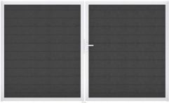 GroJa Solid Steckzaun Tor Universal 2-flügelig mit Alurahmen, 300 x 180 cm, anthrazitgrau, ohne Pfosten
