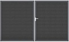 GroJa Solid Steckzaun Tor Universal 2-flügelig mit Rahmen in anthrazit, 300 x 180 cm, anthrazitgrau, ohne Pfosten