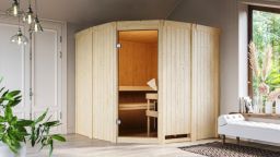 Karibu Systemsauna Simara 1 naturbelassen - Eckeinstieg