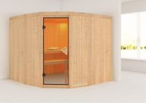 Karibu Systemsauna Simara 3 naturbelassen - Eckeinstieg