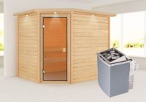 Woodfeeling Massivholzsauna Lisa naturbelassen - Eckeinstieg