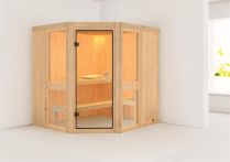 Karibu Systemsauna Amelia 1 naturbelassen - Eckeinstieg