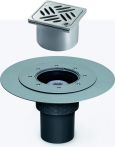 KESSEL-Objektablauf Ecoguss Klebefl. DN100 senkr., Designrost Kessel | Nr.: 48611.63