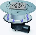 KESSEL-Objektablauf Ecoguss DN100, seitl., Dünnbett., Designrost | Nr.: 48711.53