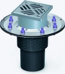 KESSEL-Objektablauf Ecoguss Pressfl. DN100,senkr., Rost 138x138 | Nr.: 48811.11