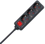 Kopp Steckdosenleiste 3xSchuko+Schalter für Innenbereich, Zuleitung 1,4m/1,5mm²