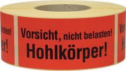 NW Hinweisetiketten Vorsicht n.belasten L.145 mm,B.70mm rot 1000 St./Rolle (3000265572)
