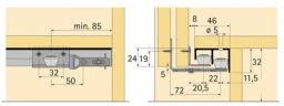 NW Führungsprofil zu unterer Türführung STB 11 Alu. blk 6000mm Hettich (3000273051)