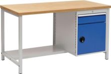 NW Werkbank grau/blau B1500xH859xT750mm Buche Multiplex 40mm 1Schubl.1Türen (9000426060)