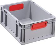 NW Transportstapelbehälter L400xB300xH170mm grau PP geschlossener Griff rot (9000448241)