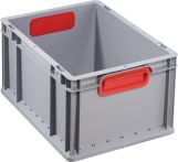NW Transportstapelbehälter L400xB300xH220mm grau PP geschlossener Griff rot (9000448242)