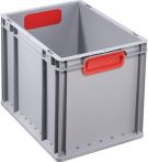 NW Transportstapelbehälter L400xB300xH320mm grau PP geschlossener Griff rot (9000448243)