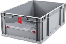 NW Transportstapelbehälter L600xB400xH220mm grau rot PP m.Klappscheibe (9000448264)