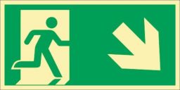 NW Rettungszeichen DIN EN ISO 7010 L297xB148mm Rettungsweg re.abwärts Ku. (9000477443)