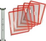 NW Wandhalter 10 Sichttafeln rot m.Drahtrahmen,ku.-ummantelt f.DIN A4 (9000492056)