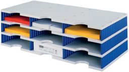 NW Sortierablage Trio 9 Fächer H223xB723xT331mm Polystyrol grau/blau (9000493350)