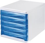 NW Ablagebox 5 Schubl.lichtgrau/blautransparent Ku.H245xB265xT340mm HELIT (9000493421)