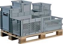 NW Transportbehälter L400xB300xH320mm grau PP Durchfassgr.Seitenwände durchbrochen (9000447846)