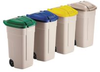 NW Viereck-Container H860xB560xT520mm beige 100l Deckelfarbe blau m.Rädern (9000466150)