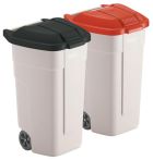 NW Viereck-Container H860xB560xT520mm beige 100l Deckelfarbe rot m.Rädern (9000466153)