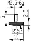 NW Messeinsatz D.10mm gewölbt R. 15 M2,5 HM f. Messuhren Käfer (4000851592)